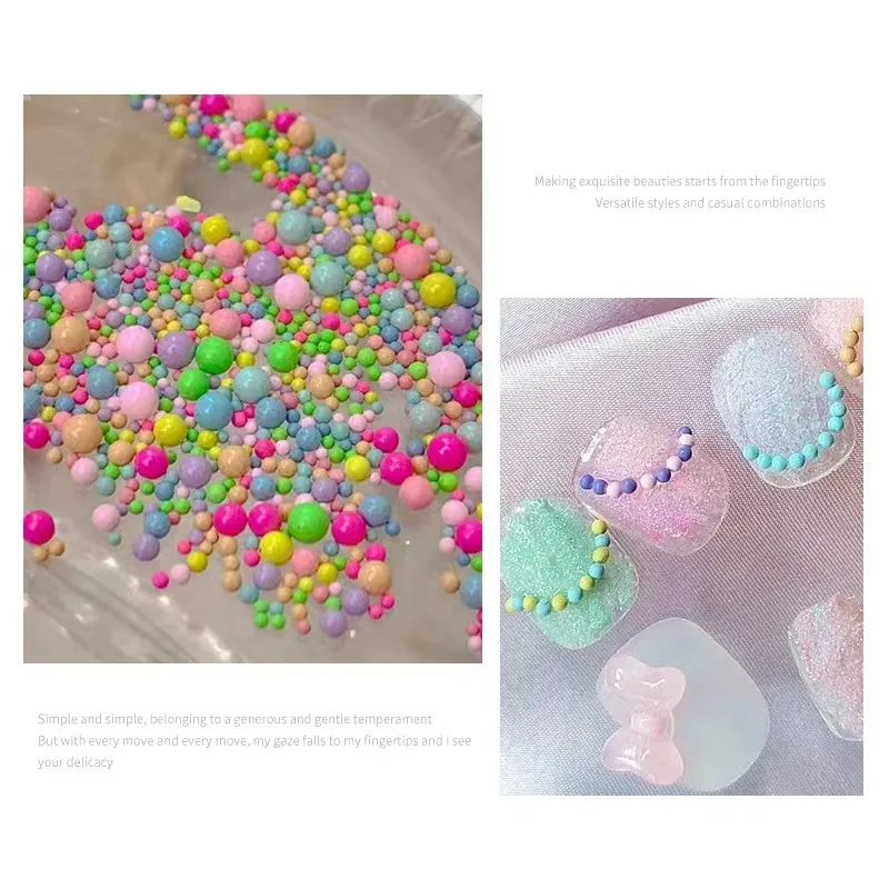 1 Box Candy Colors Nail Art Beads Mixed Sizes Macaron Caviar Beads 3D Steel Ball for Nail Designs Decorations Accessories