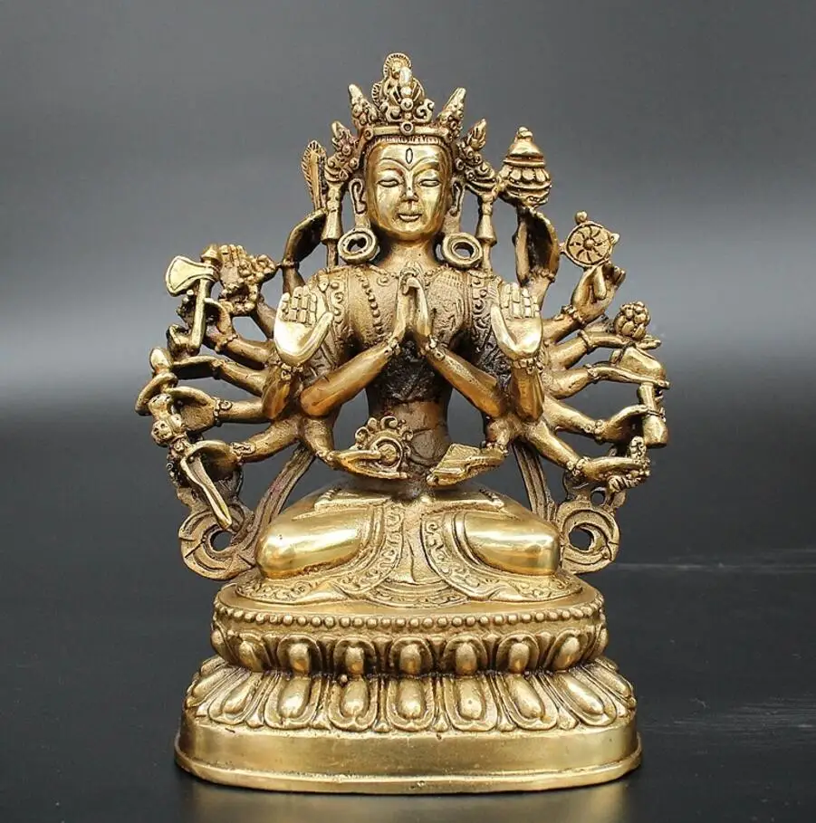 

Pure copper, eighteen arms, Buddha statue, thousand Avalokitesvara bronze statue, peaceful household furnishing