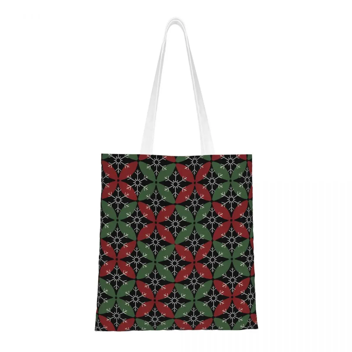 Serial Experiment Christmas Snowflake Canvas Tote Bag Reusable Large Capacity Grocery Bag for Women Shopping Bags