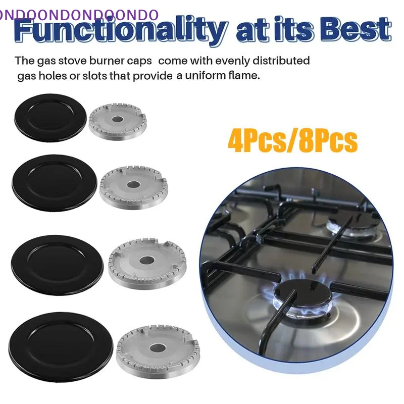 

Gas Stove Burner Caps Long Lasting Durable 4/8 Pcs Oven Gas Hob Crown for Family Kitchen Stove Replacement