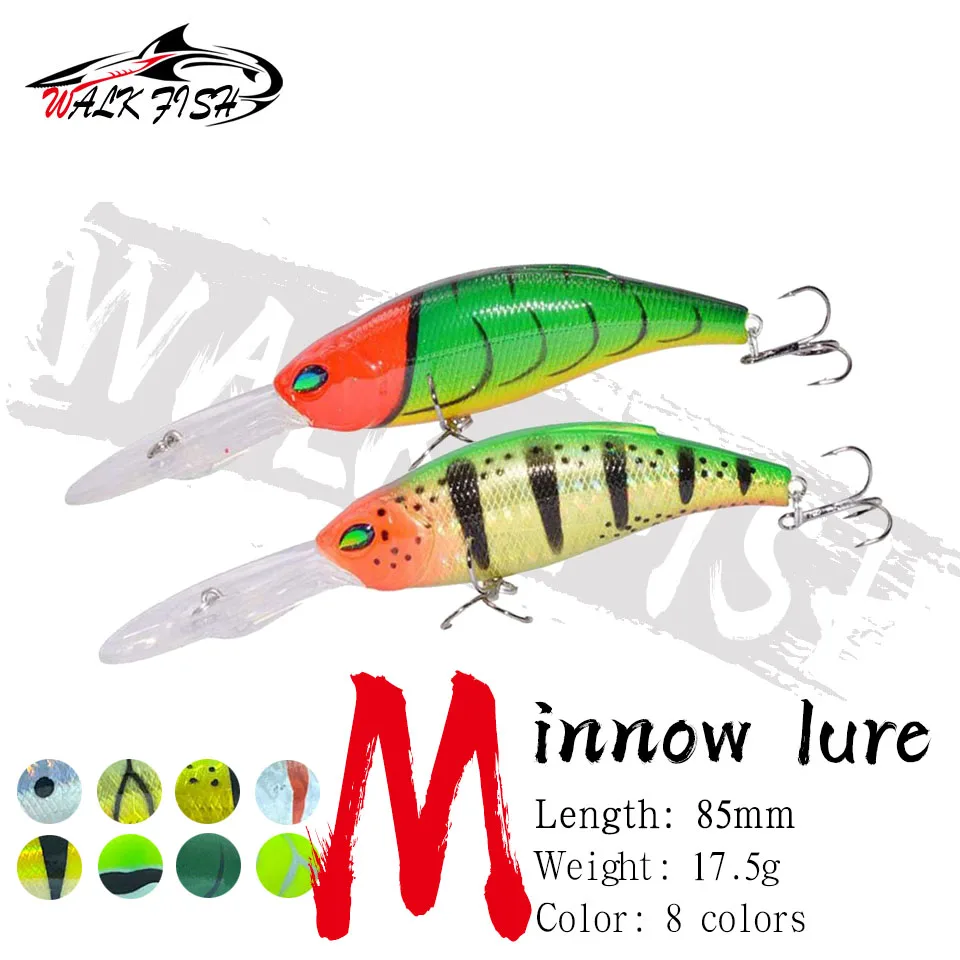 WALK FISH 85mm 17.5g Floating Minnow Japanese Fishing Lure Isca Artificial for Pike Trout Bass Swimbait Wobbler Hard Bait Pesca