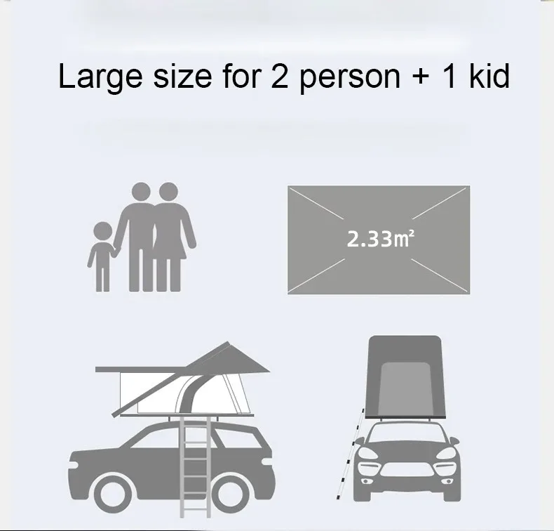 210*130*150 Roof Top Tent Auto Folding Off Road Car Pick up 4x4 Camper Aluminum Triangle 3-4 Person Outdoor Camping