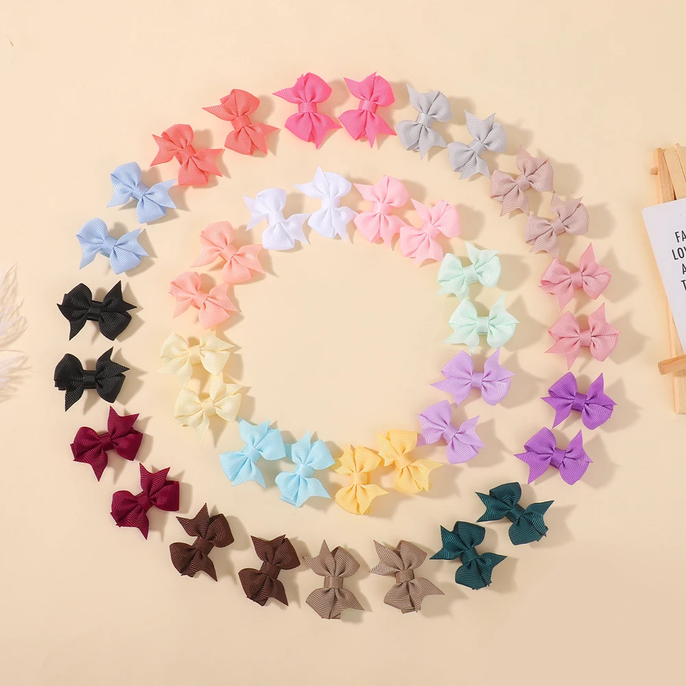 

40pcs/set 1.57'' Baby Girls Solid Bow Hair Clips Cute Mini Grosgrain Ribbon Bowont Hairpins Barrette for Kids Hair Accesories