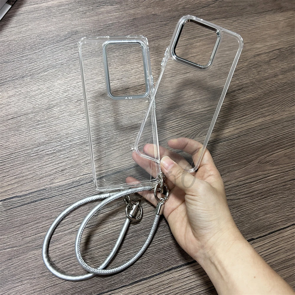 حافظة Mi 14T من الكروم بأزرار شفافة ناعمة من البولي يوريثان الحراري لهاتف Xiaomi 13T Pro 11 Lite 12 14 15 كابا مع حزام يد من جلد البولي يوريثان #2