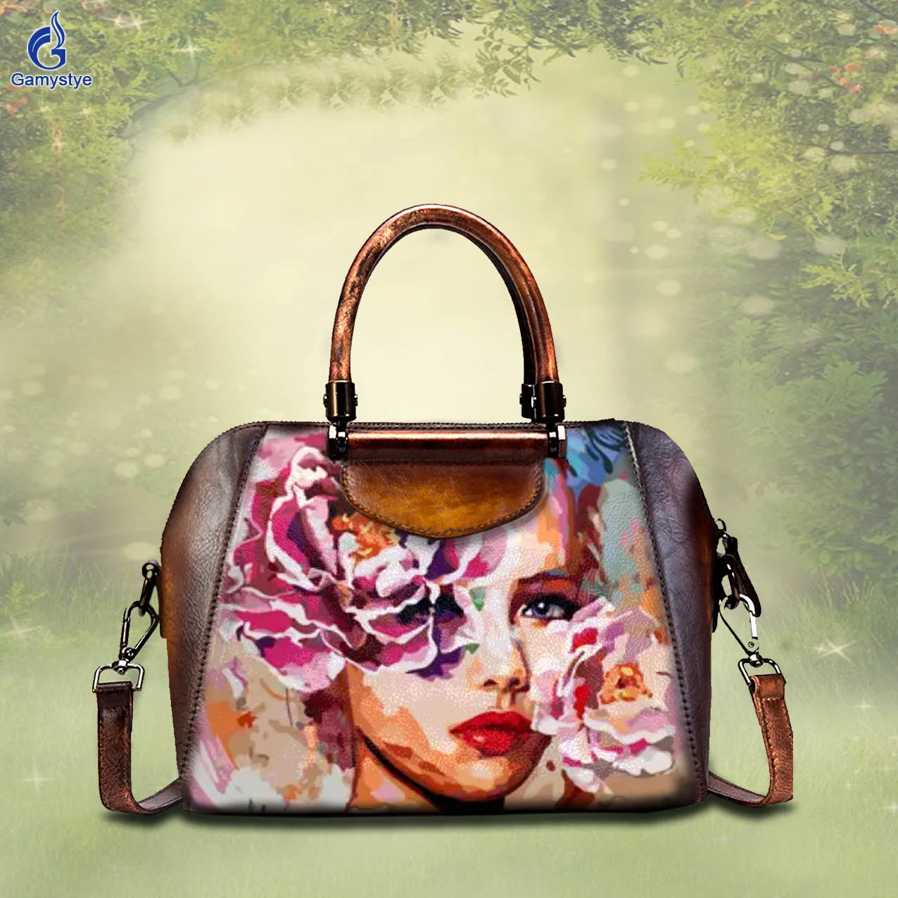 Art Hand-Painting Customize Totes Feathered girl For women Handbag Designer Shoulder Bag Cowhide Togo Leather Feathered girl New