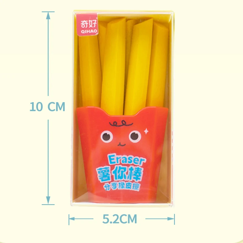 1 Box French Fries Chocolate Bar Shape Shared Package Cute Eraser Clean without Trace and Dandruff