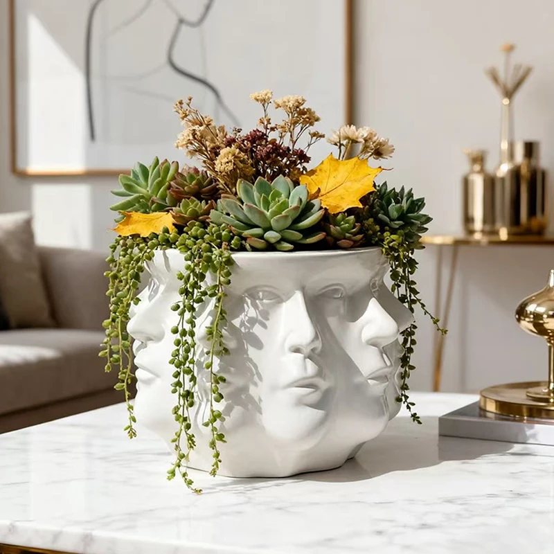 Pot de fleurs abstrait multi-facettes, créatif et unique, pour plantes succulentes, décoration intérieure, balcon, extérieur, ornement, cadeau