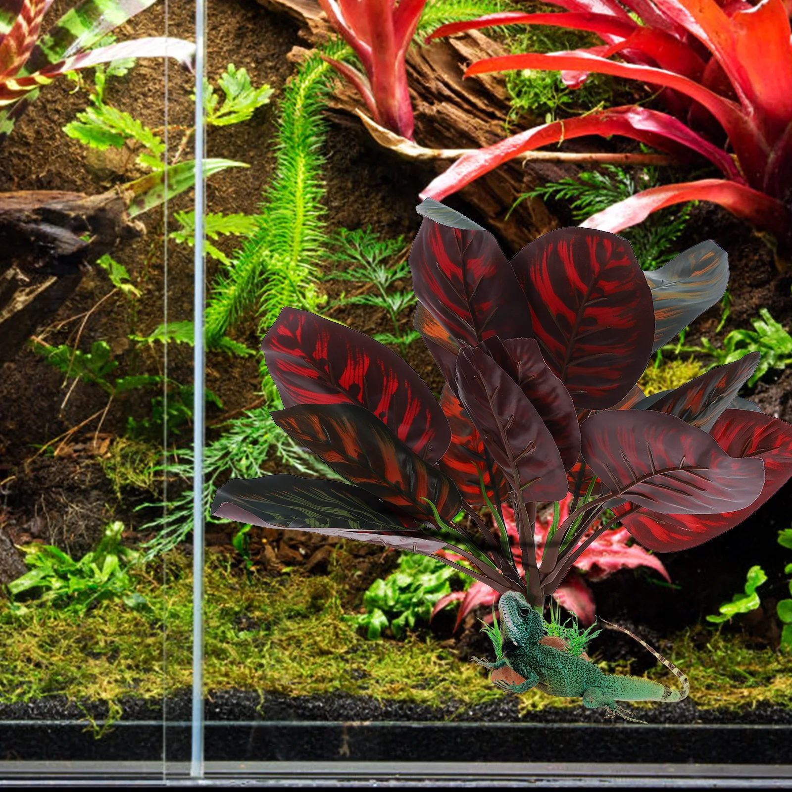 

Realistic Reptile Plants Faux for Lizard Gecko Snake Tortoise Terrarium Aquarium Tank Decor Durable and Safe Aquarium Decor