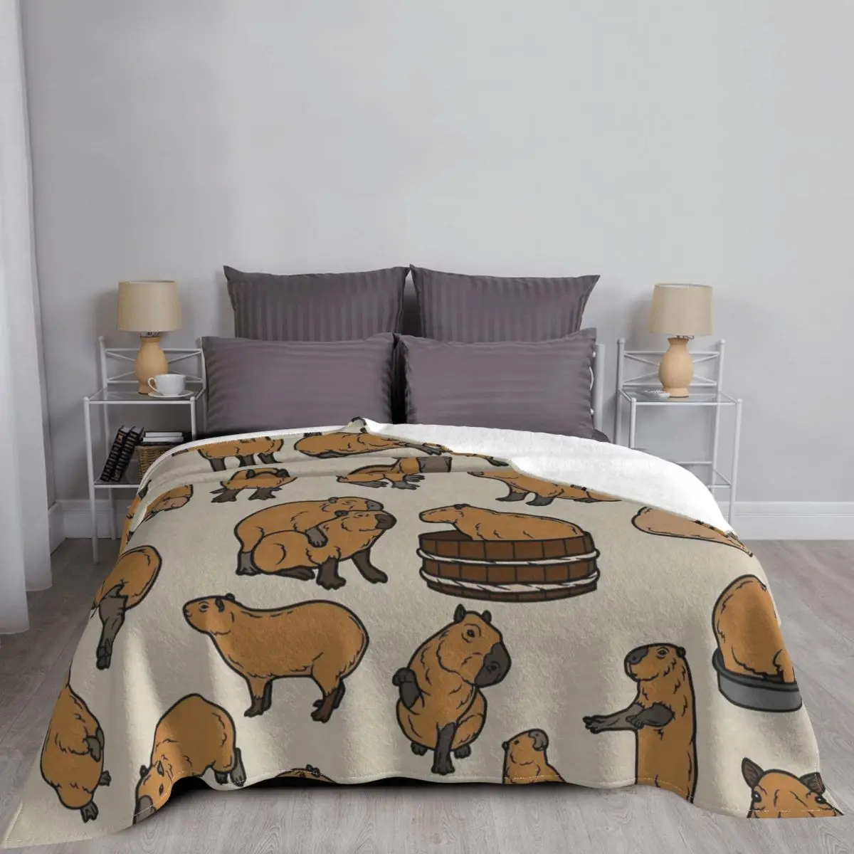 Never Enough Capybaras Blanket Fleece Decoration Multifunction Ultra-Soft Throw Blanket for Sofa Couch Bedspread