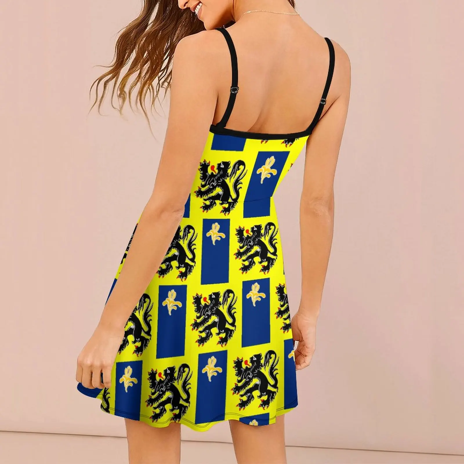 Sexy  Woman's Dress Strappy Dress Flag of The Flemish Community Commission Women's Sling Dress Graphic Vintage Cocktails