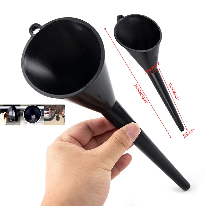 1PCS High Quality Plastic Black Car Refueling Multi-Function Plastic Long Neck Oil Funnel For All Automotive Oil