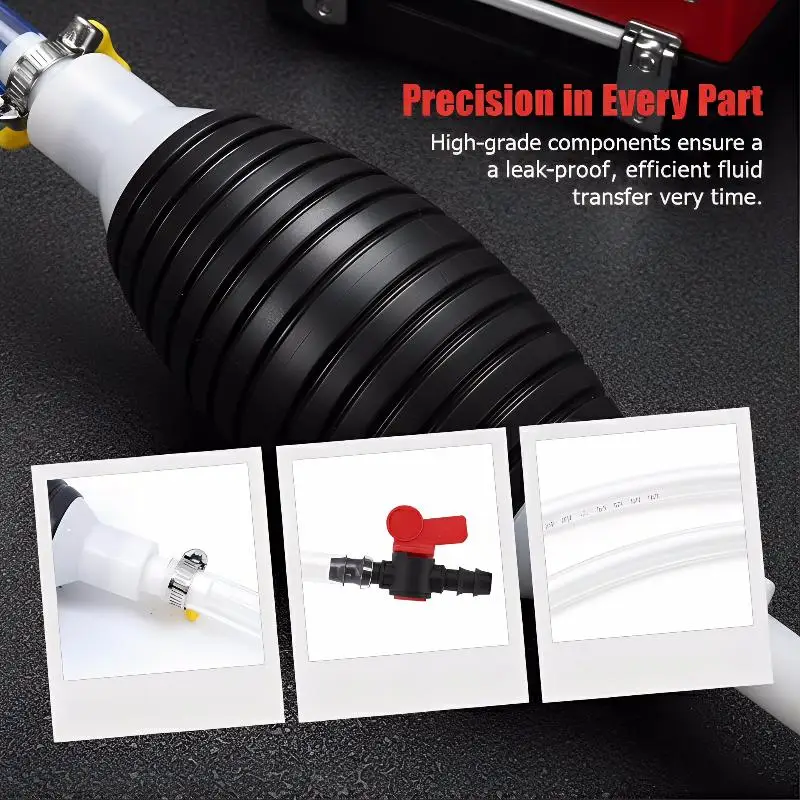 【CR】3FT Hand Manual Liquid Oil Petrol Water Fuel Transfer Pump Siphon Pipe Hose Tool for Outdoor Emergency and Aquarium