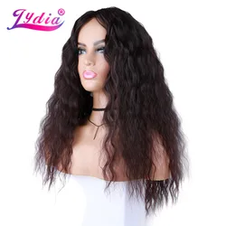 Lydia Long Loose Wavy Synthetic Kinky Curly Wigs Women Black Bohemian Bancy Water Skin Topper Daily&Party 20 Inch Free Side