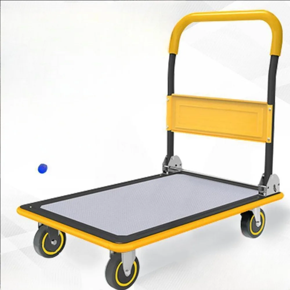 Flat car, household small cart, cargo handling truck, supermarket warehouse folding handcart, construction site silent and light