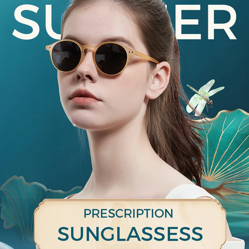 MEESHOW Retro Ronde Gepolariseerde TR90 Zonnebril op sterkte voor Mannen Vrouwen Ronde Bijziendheid Bril Klassieke Optische Zonnebril