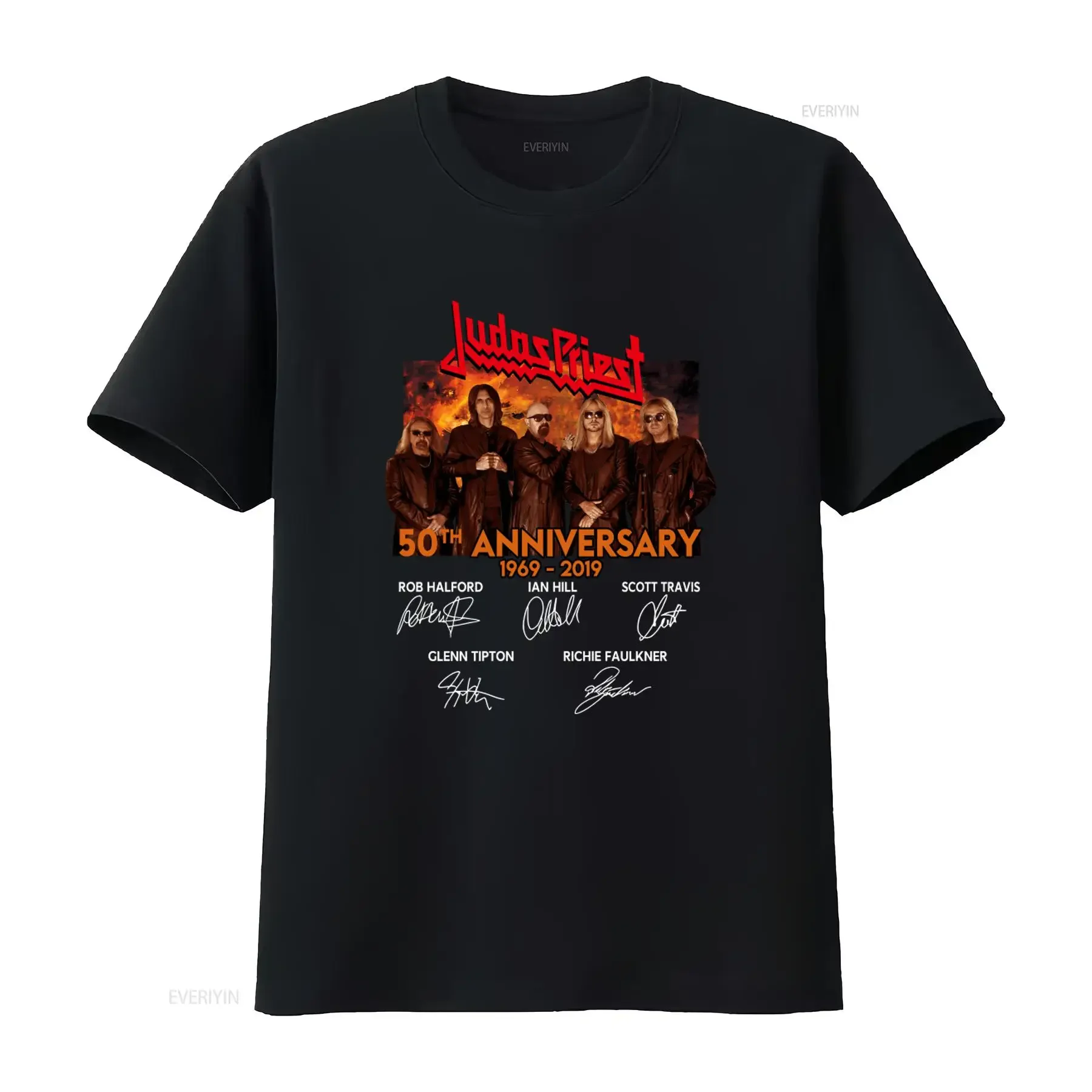 Judas Priest 50th Anniversary 1969 2019 Band Members Signature Design Cotton T Shirt Vintage For  vintage Washed fashion