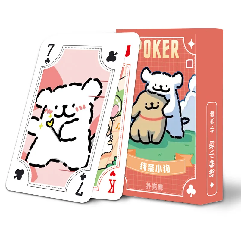 Cute Cartoon Line Puppy Cartoon Playing Cards for Practice Fun Game Icebreaker Table Entertainment  Board Game Tool