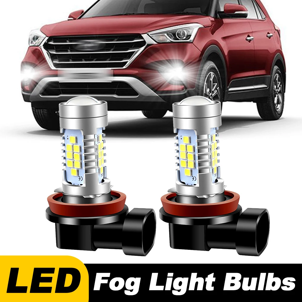 2pcs For Hyundai Creta Genesis i20 i30 i40 ix35 Kona Santa Fe Sonata Tucson 2015-2018 Grandeur LED Fog Light Blub Lamp Canbus H8