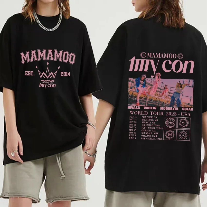 Hot sale mamoo group song music Double Sided print T shirts Kpop Men Women Fashion Tops Unisex 100% Cotton short sleeve T-shirt