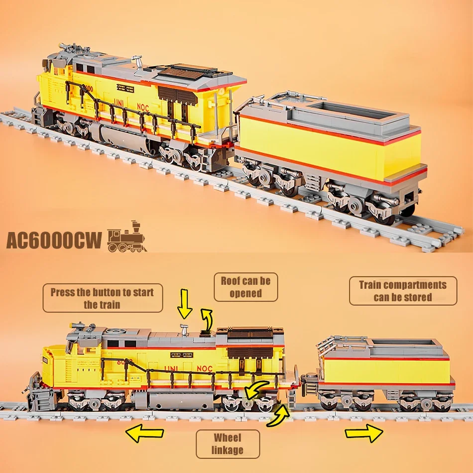 MOC-Juego de construcción de tren urbano, máquina de modelos, locomotora, función técnica de potencia, bloques de construcción, juguete DIY para niños, regalos