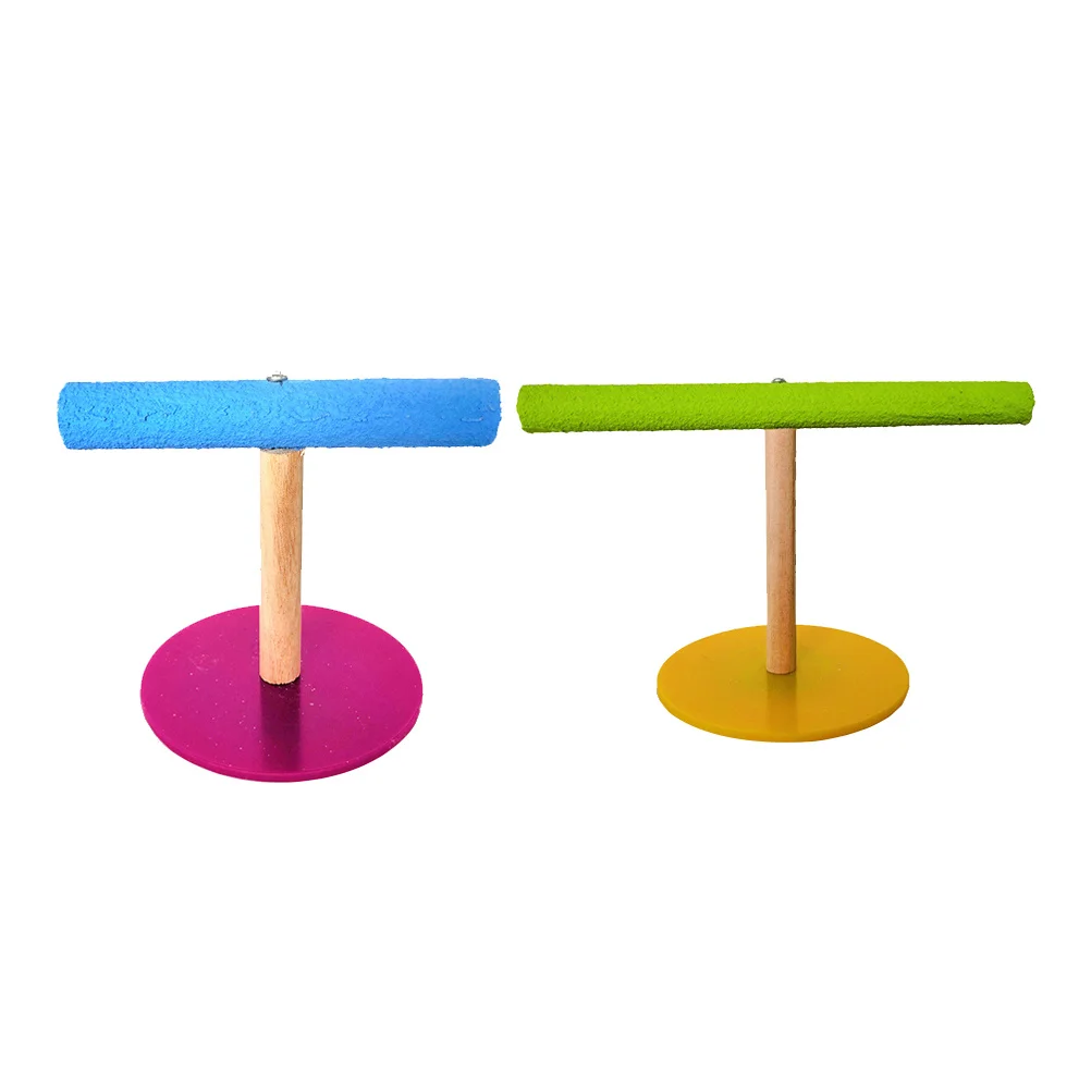 

2Pcs Funny T Shaped Bird Parrot Bridge Standing Rack Parrot Activity Climbing Food Bowl Rack Random Color(Size Large+Size