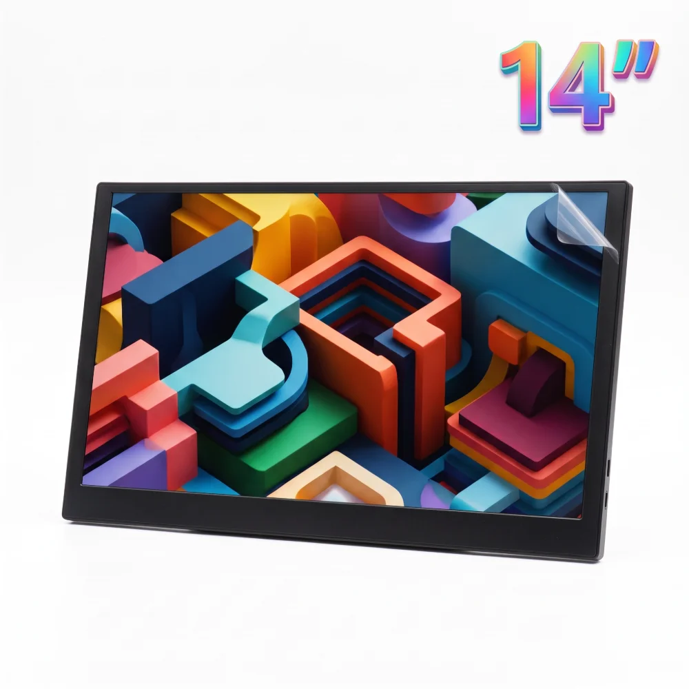 ViewMont Portable Monitor 14 Inch 60Hz Resolution HD 1366*768P IPS Panel Portable Display USB C Port for Mobile Phone Laptop