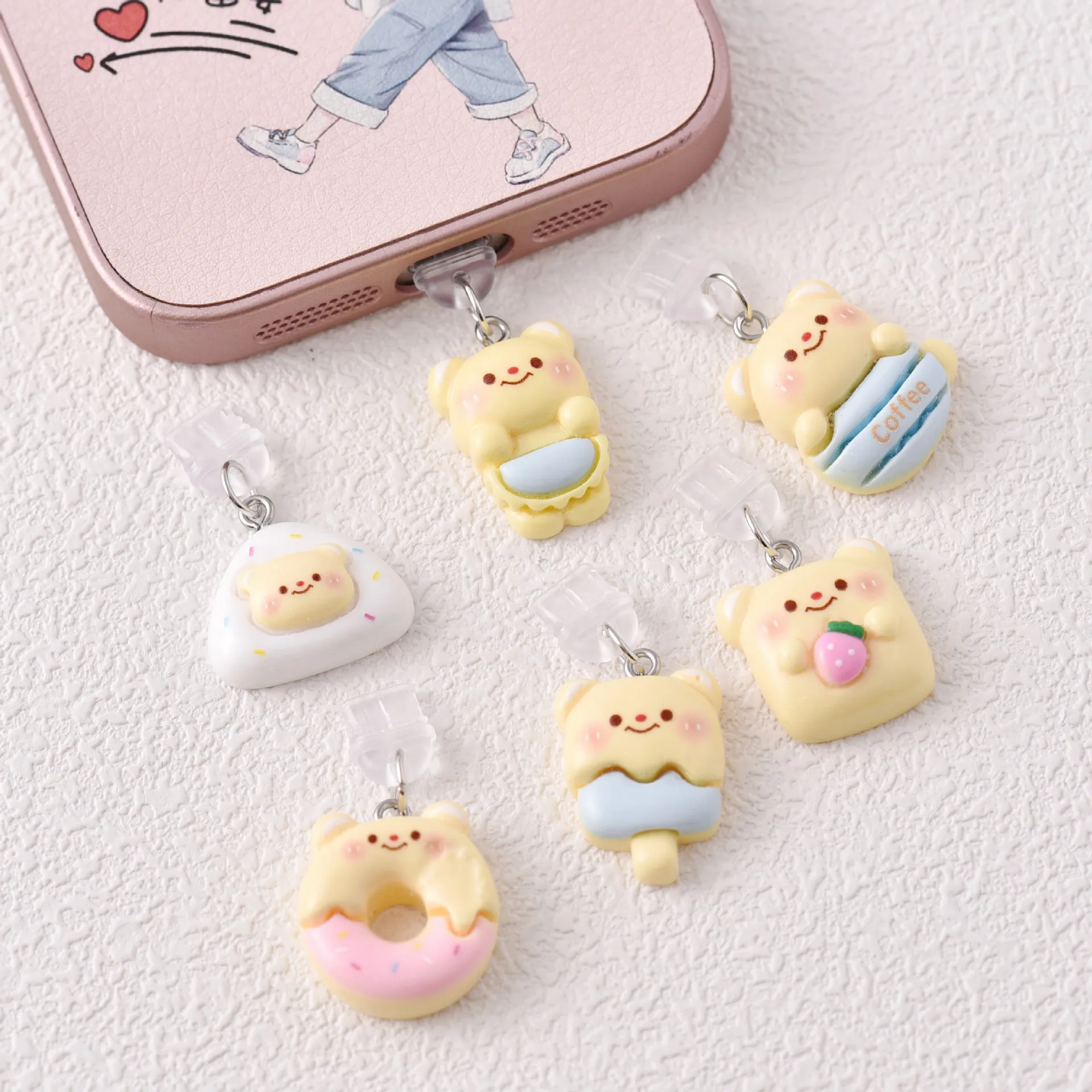

50pcs Cute Bear Pendant Dust Plugs for Phone Accessories Charm Phone Kawaii Pendant for Type C Micro Usb Anti Dust Phone Gadget