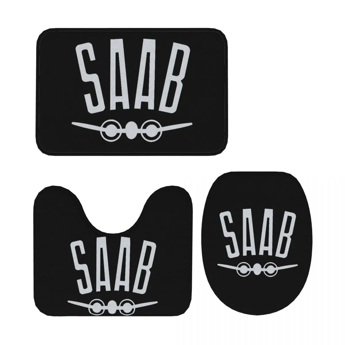 

Продукты с логотипом Saab, 3 шт., коврик для ванной, набор для ванной комнаты, крышка для унитаза, домашний декор, нескользящий ковер, напольный коврик