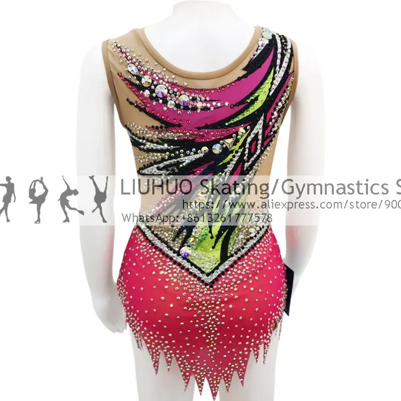 Rhythmic gymnastics tights girls sleeveless yellow-green luxury flash diamond competition performance training clothes