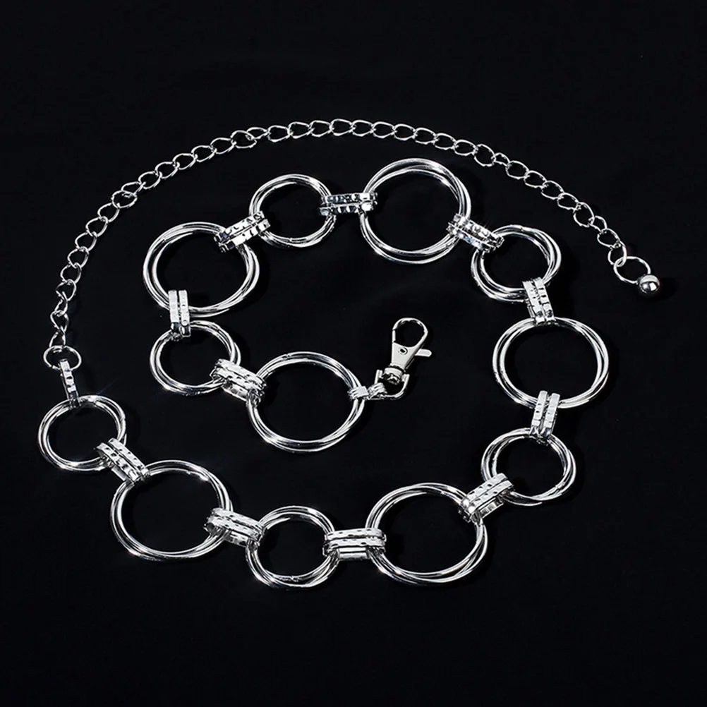 

Waist Chain Geometric Circle Silver Metal Lightweight Durable Folk-Custom Waist Chain for Women Travel Dance Party