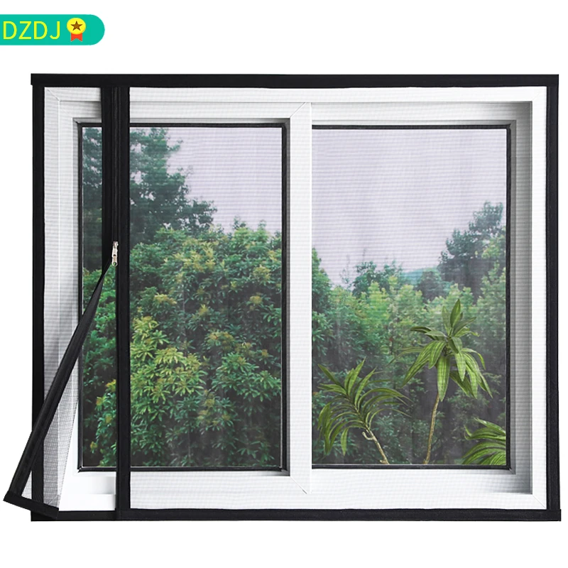Custom Size, Household, Self-Adhesive Zipper Mosquito Net, Window Screen Mesh Gauze Net, Summer, Washable