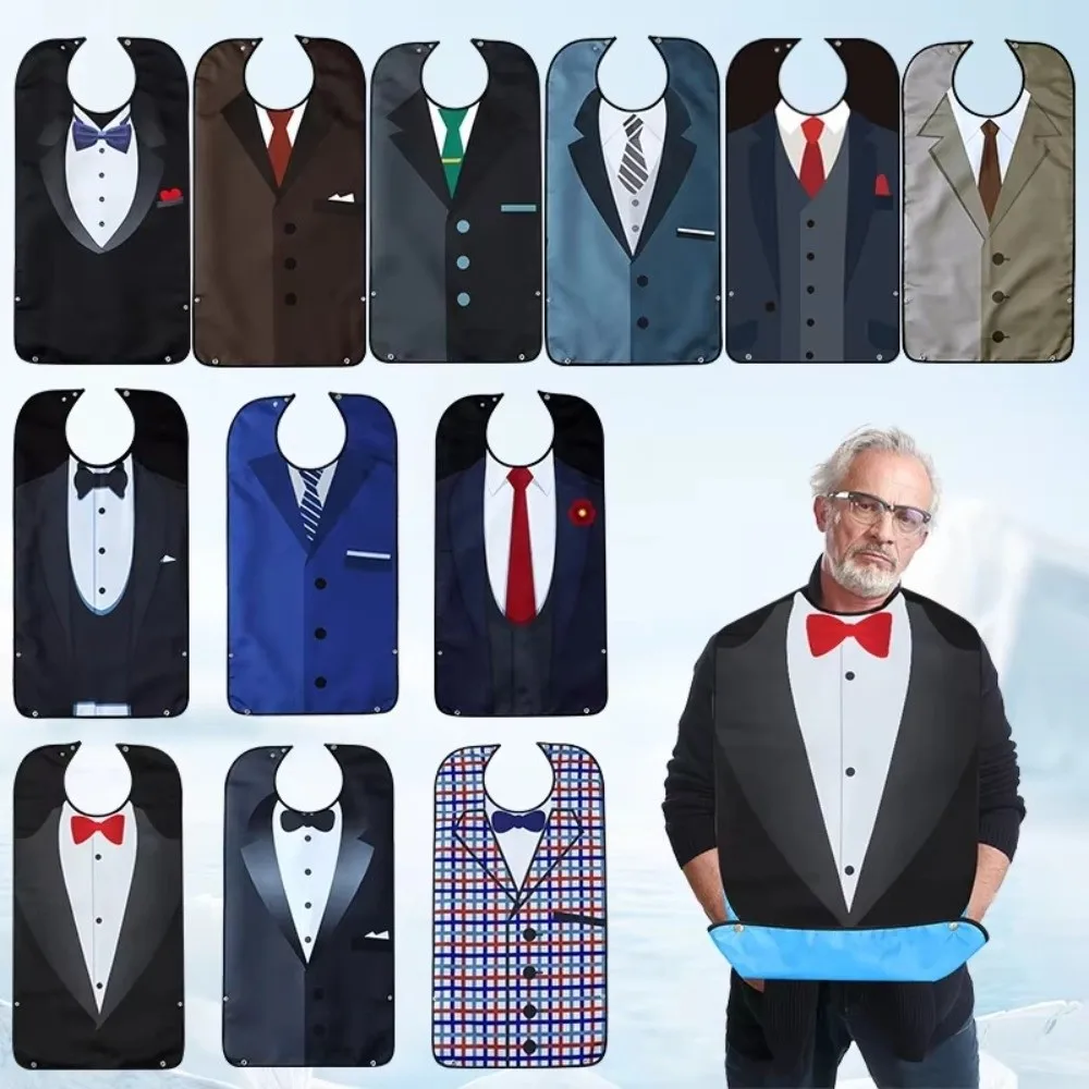 Waterproof Adult Eating Bib Large Size Stain-Resistant Clothing Protector Bib Suit Style Design Washable Senior Dining Apron