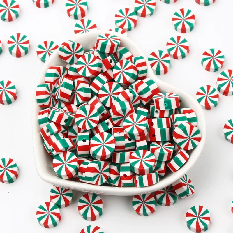 20/50/100 قطعة 10 مللي متر عيد الميلاد قوس قزح الحلوى حبيبات صلصال بوليمر كلاي خزر عازل لصنع المجوهرات الخرز قلادة DIY بها بنفسك اكسسوارات