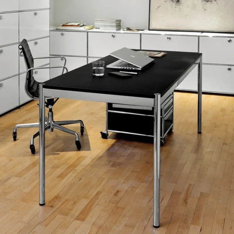 Nordic ins Xiaohongshu same simple desk desk stainless steel rectangular Bauhaus conference computer desk