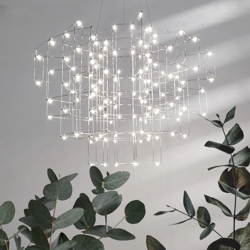 Light Cube Chandelier Villa Restaurant Living Room Light Dot Starlight Creative Personality Modern Simple Firefly Chandelier