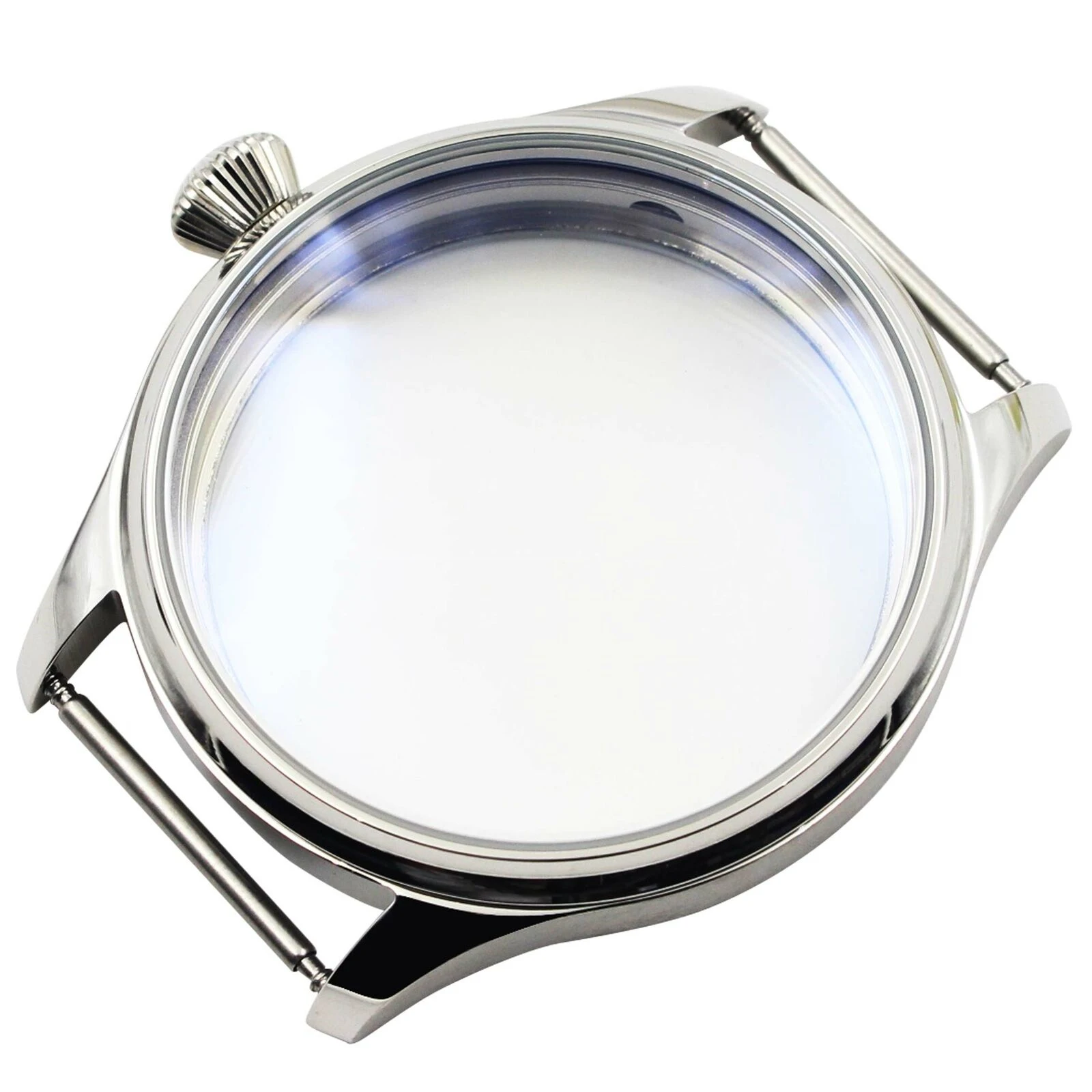 ETA6497 Watch Case 44mm Silver Stainless Steel Watch Case fit ETA6497 6498 Seagull ST3600 ST3620 ST3621 Movement Replace Part