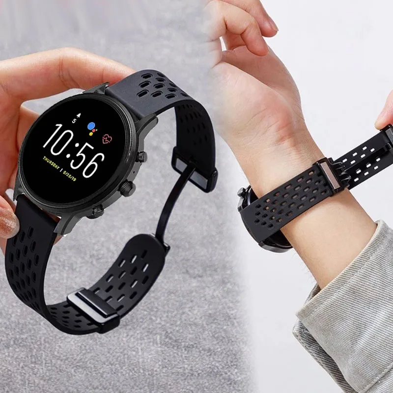 22mm Magnetic Buckle Silicone Strap For Fossil GEN 6 5 5e 44mm/GEN 5 LTE 45mm Band For Fossil Gen 5 Julianna Garrett Carlyle HR