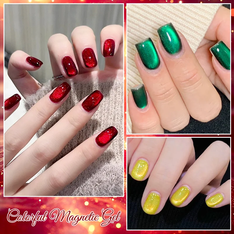 7 ml Shine Red Winter Christmas Cat Magnetischer Gel-Nagellack Highlight Sparkling Glitter Semi Permanent Soak Off UV-Gel-Lack