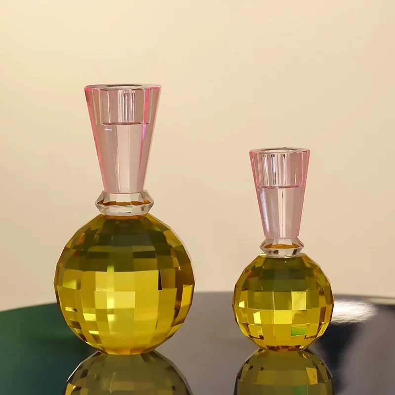 1Pcs Luxury Colored Crystal Candle Holder Romantic Candlelight Dinner Prop Wedding Centerpieces for Tables Home Decoration
