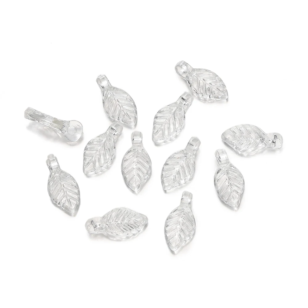 100 Stück Acryl-Charms in Blattform, farbige Blätter, Abstandsperlen für DIY-Halsketten, Armbänder, Bastelarbeiten, Charms, Schmuckherstellungszubehör