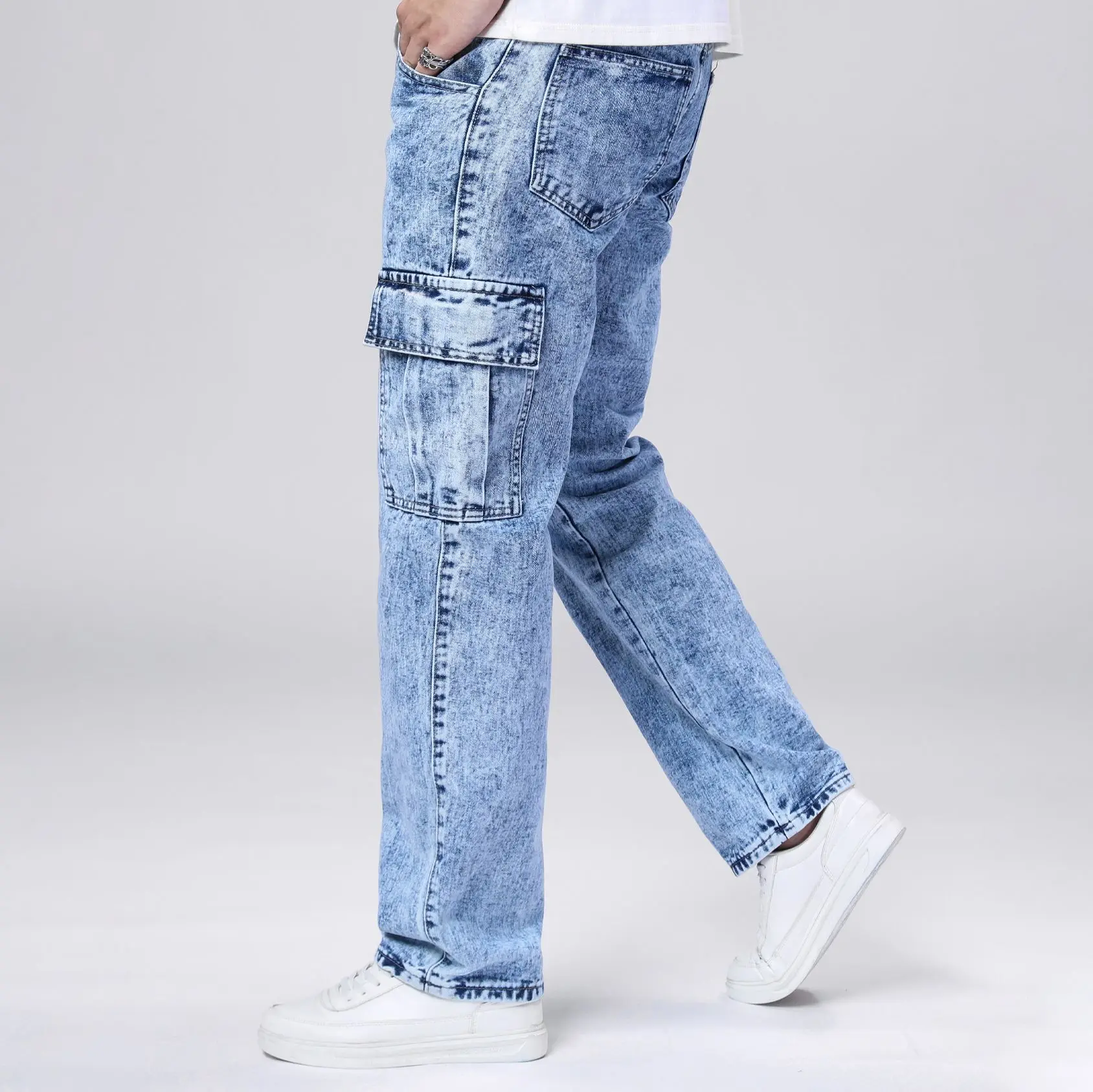 Vaqueros sueltos de pierna recta para hombre, marca de moda americana, ropa de trabajo informal, ajuste cómodo, estilo clásico