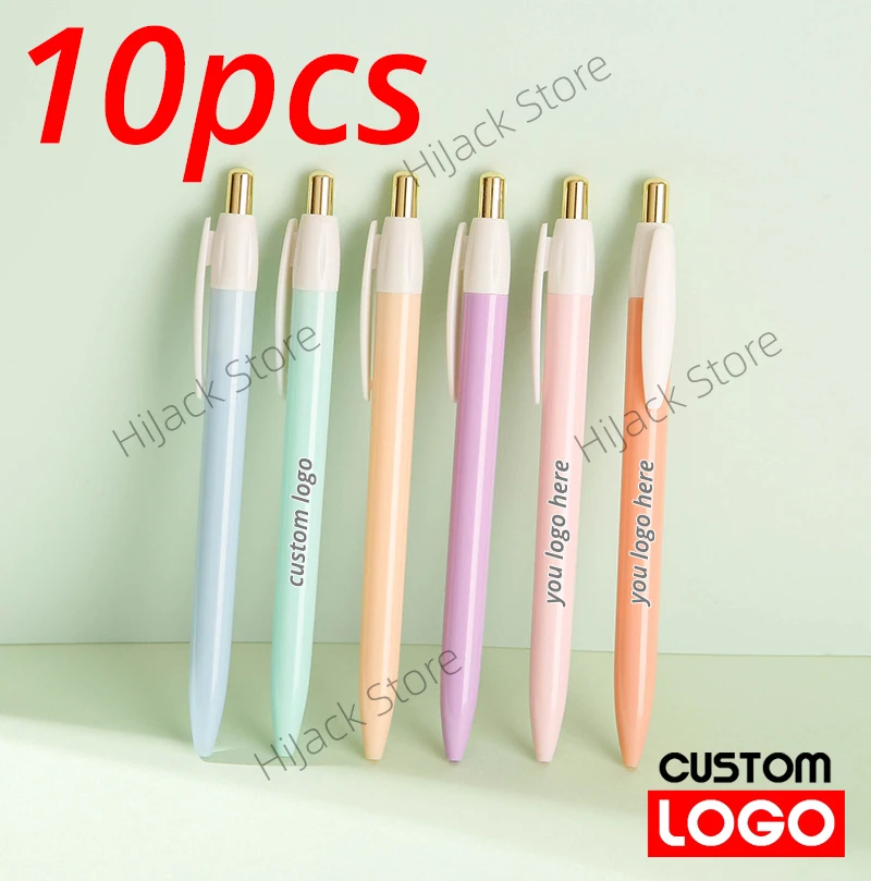 

10pcs/lot Pressed Plastic Custom Ballpoint Pens Business Gifts Advertising School Exams Stationery Signature Pens Wholesale