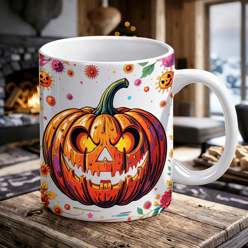 

1PCS Pumpkin Ghost Face Ceramic Cup, Coffee Cup, Milk Cup, Office Tea Cup, Drinking Cup, Colorfast, Gift for Friends