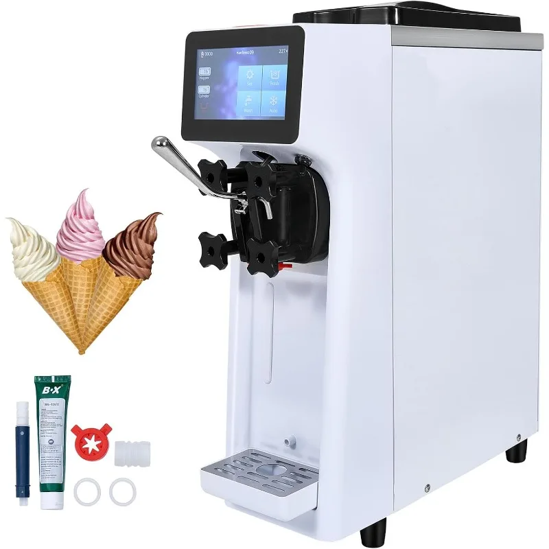 

VEVOR Commercial Ice Cream Maker, 10-20L/H Yield, 1000W Countertop Soft Serve Machine with 4.5L Hopper 1.6L Cylinder Touch