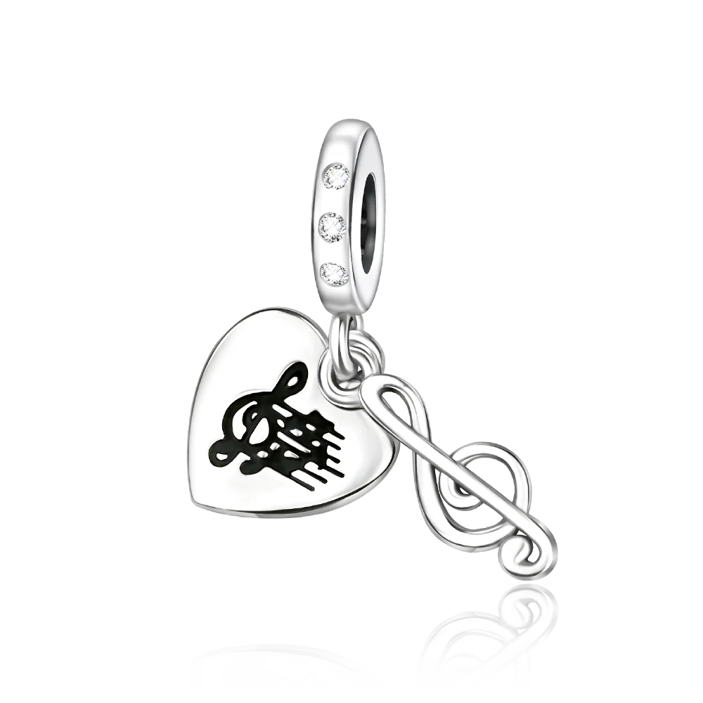 925 sterling silver pendant, music symbol beads, compatible with original bracelet, men's and women's DIY jewelry gift