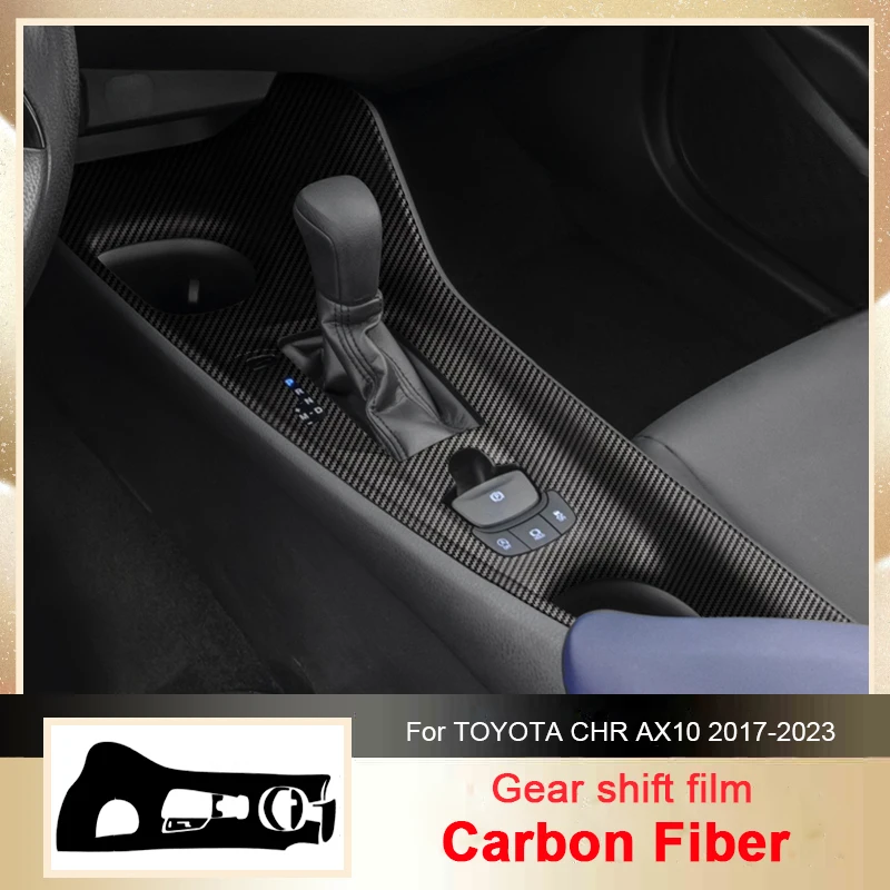 Car Carbon Interior Sticker For TOYOTA CHR AX10 2017-2023 LHD Auto Lifting Window Panel Decal Gear Inner Door Protective Film