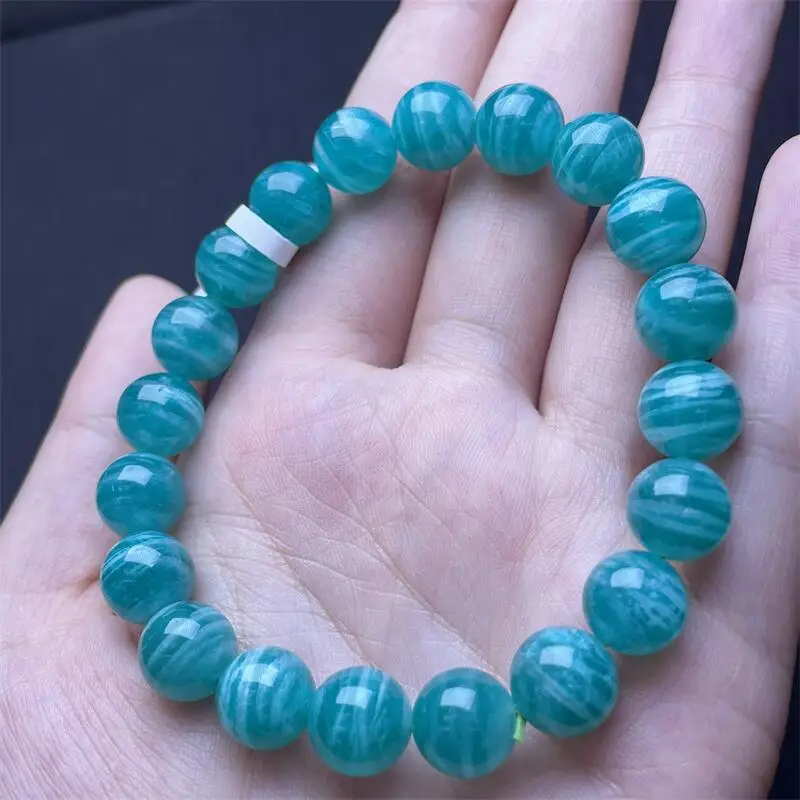 9 مللي متر الطبيعية امازونيتي حبة سوار النساء الرجال اليدوية تمتد حبل مجوهرات فاخرة الطاقة شفاء هدية 1 قطعة