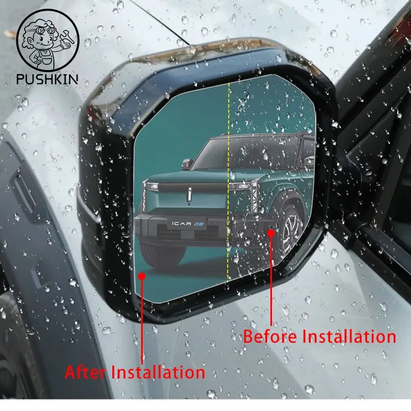 

For Chery ICAR 03 Jaecoo 6 J6 EV 2024 2025 Rearview Mirror Rainproof Film Reflector Film Anti-Fog Film Accessories