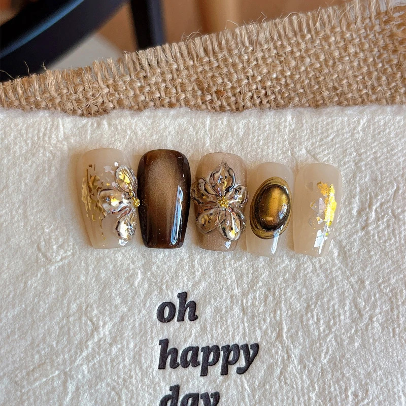 สติกเกอร์ติดเล็บลายดอกไม้ปีศาจแบบนูน 1 ชิ้น  พร้อมกาวในตัว เหมาะสำหรับทุกทรงเล็บ