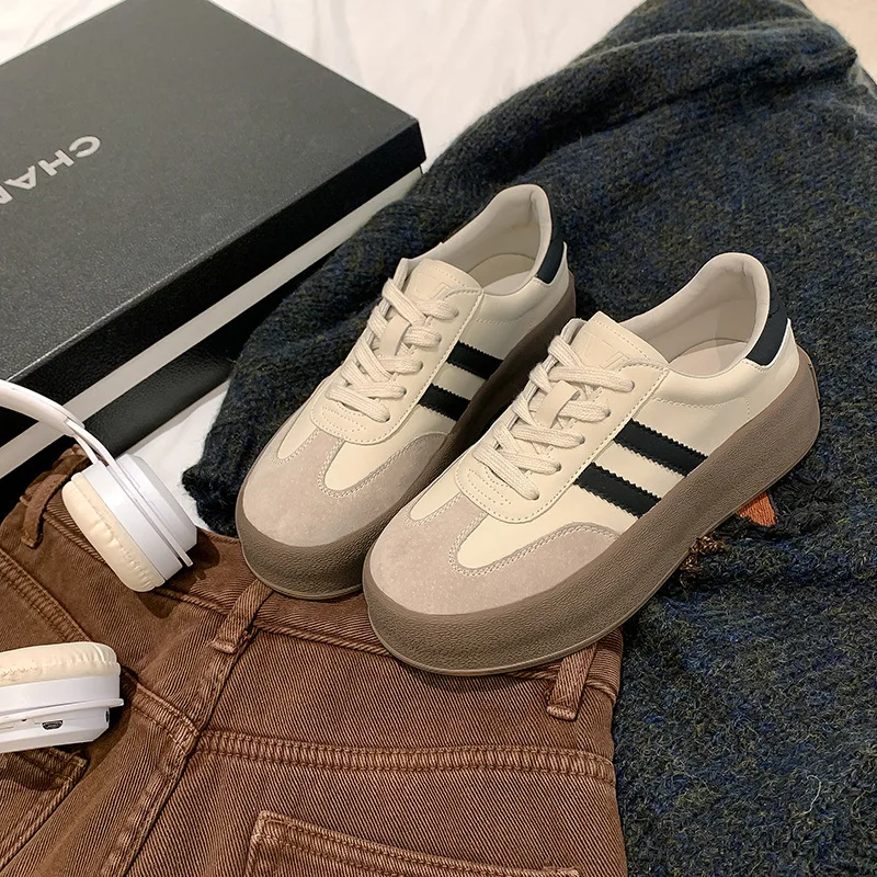 Spring Summer Casual Sneakers Women Platform Height Increase White Shoes German Army Trainers
